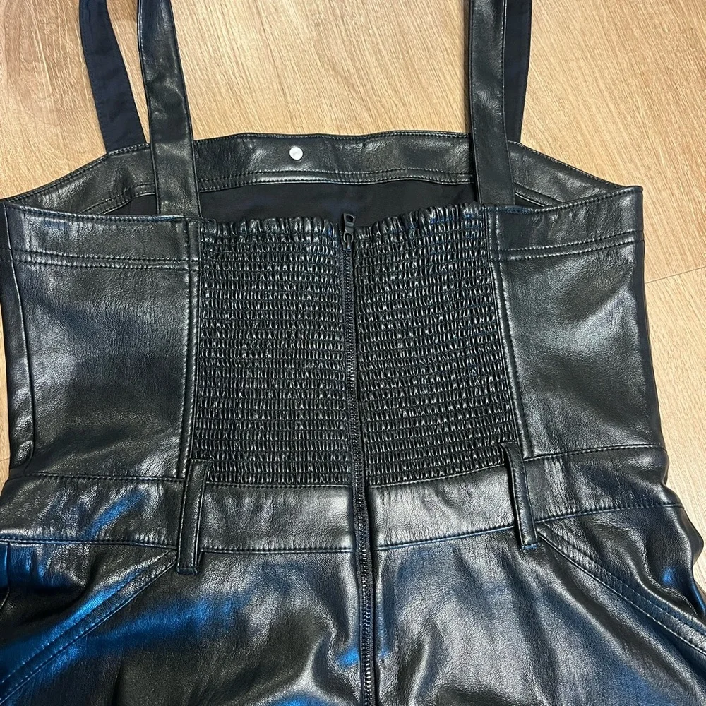 Alice + Olivia Black Linette Vegan Leather Jumpsuit 29 inch inseam - Picture 7 of 10